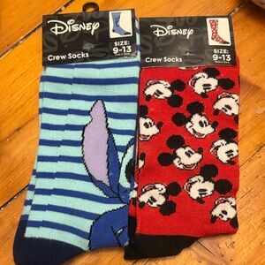 Disney Blue and Red Crew Socks Set
